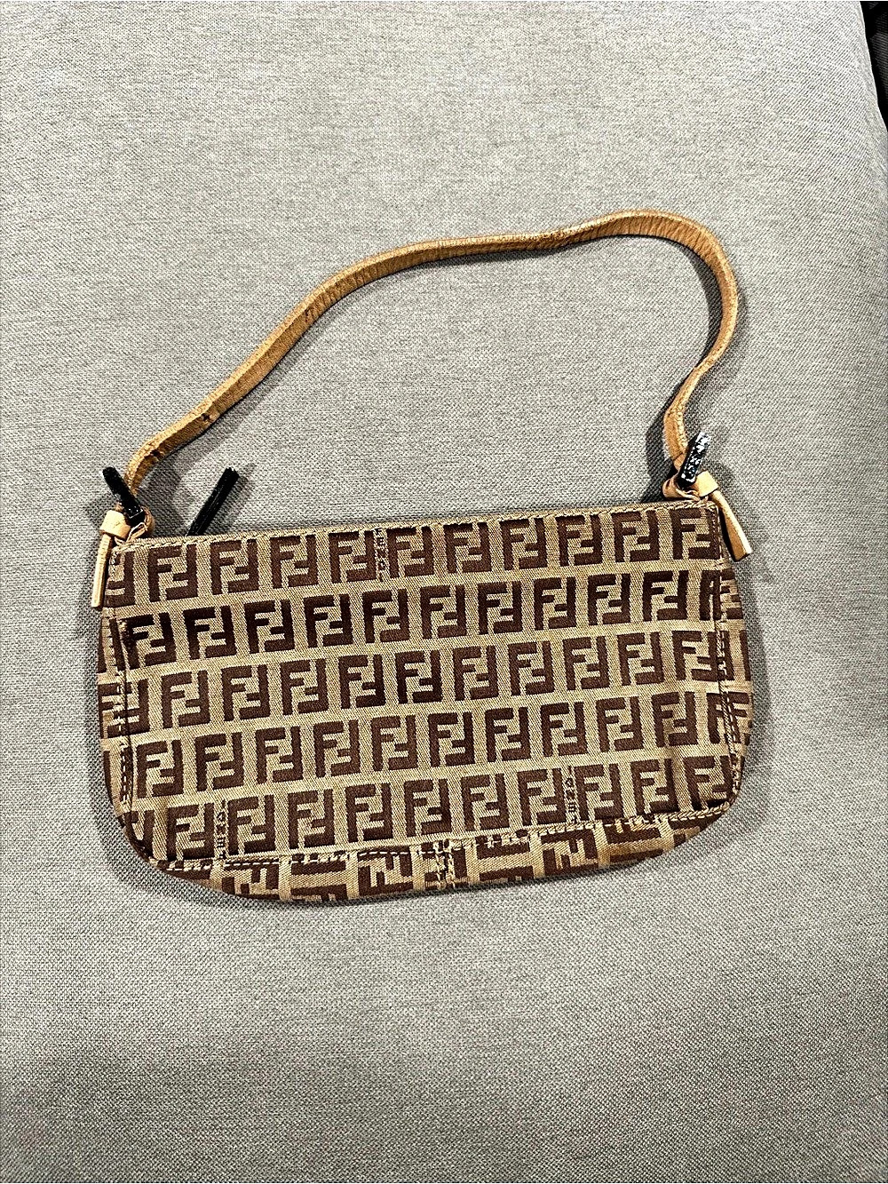 Fendi Zucca Canvas Mini Pochette Brown Monogram Shoulder Bag
